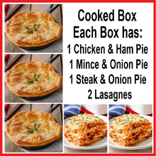 Load image into Gallery viewer, Cooked Box, 1 of Each Pie and 2 Lasagnes!
